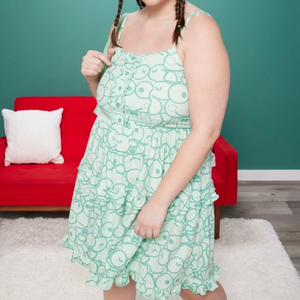 Keroppi Collage Ruffle Cami‎ Dress Plus Size Hot Topic My Melody Hello Kitty